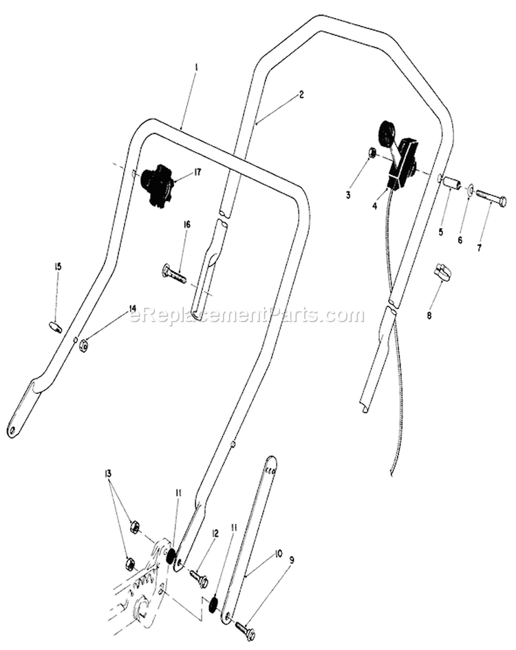 Handle Assembly Diagram and Parts List for 20610C 5000001-5999999 - 1985 Toro Lawn Mower