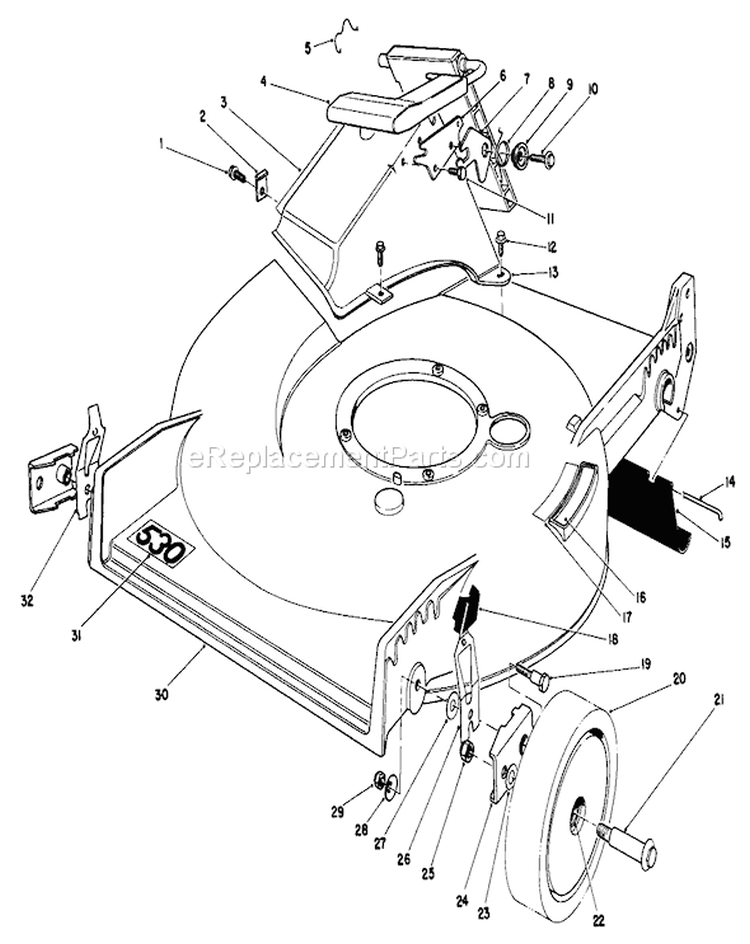 Housing Assembly Diagram and Parts List for 20610C 5000001-5999999 - 1985 Toro Lawn Mower