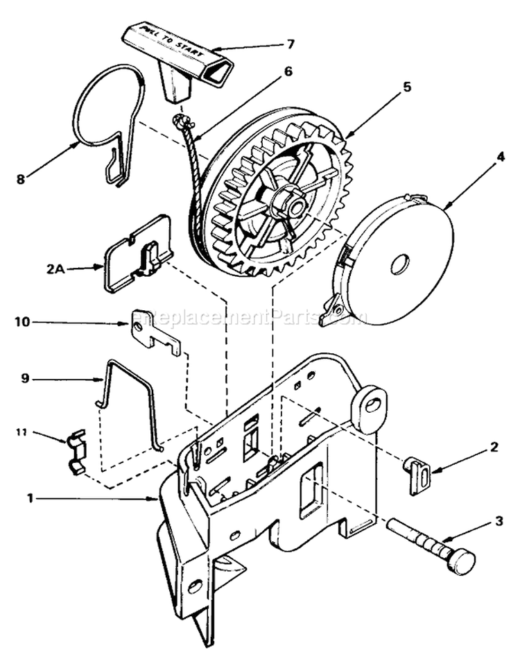 Rewind Starter Diagram and Parts List for 20610C 5000001-5999999 - 1985 Toro Lawn Mower