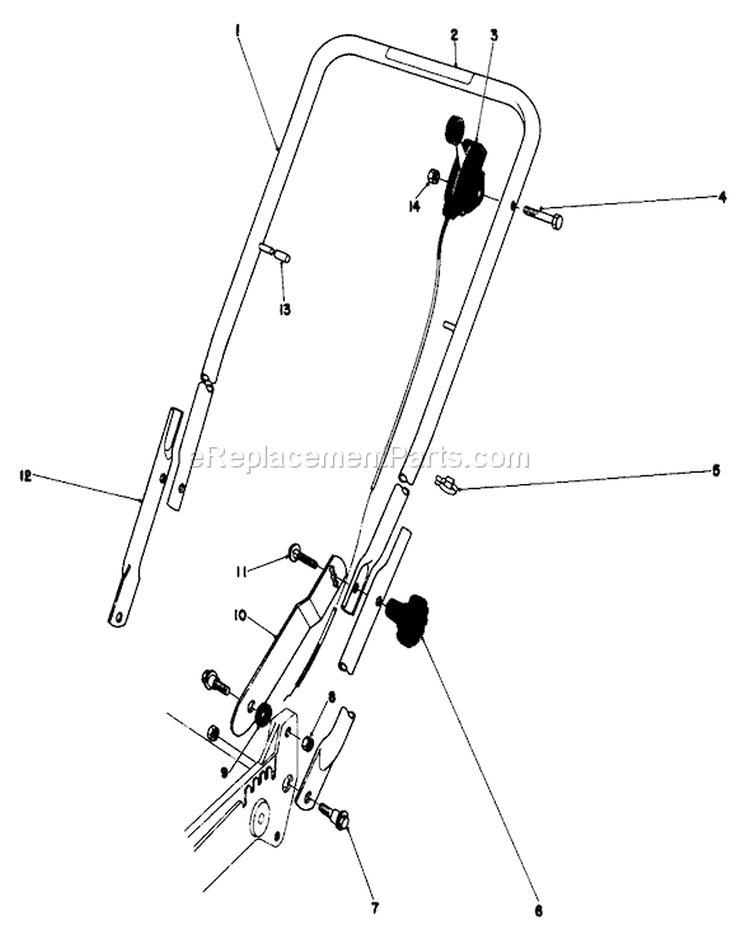 Handle Assembly Diagram and Parts List for 20610 0000001-0999999 - 1980 Toro Lawn Mower