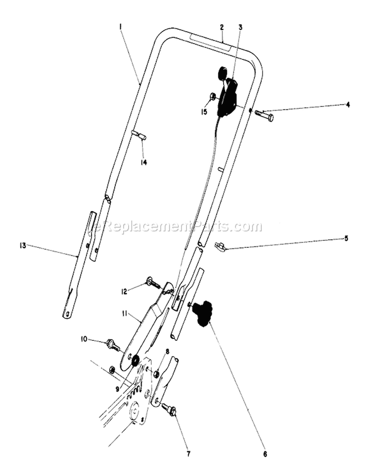Handle Assembly Diagram and Parts List for 20610 1000001-1999999 - 1981 Toro Lawn Mower