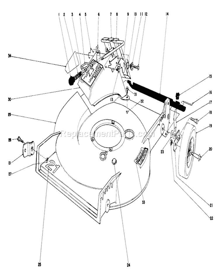 Housing Assembly Diagram and Parts List for 20610 1000001-1999999 - 1981 Toro Lawn Mower