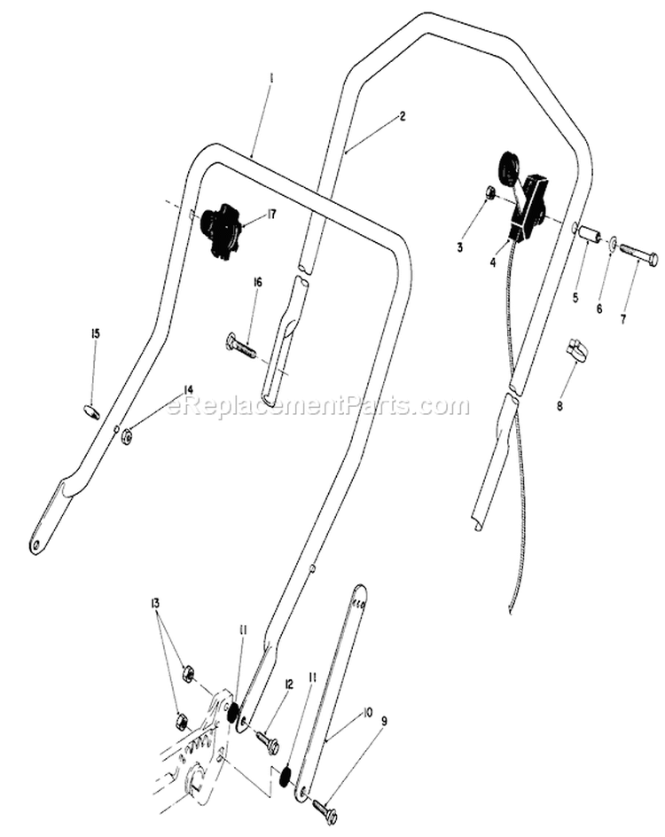Handle Assembly Diagram and Parts List for 20610 4000001-4999999 - 1984 Toro Lawn Mower
