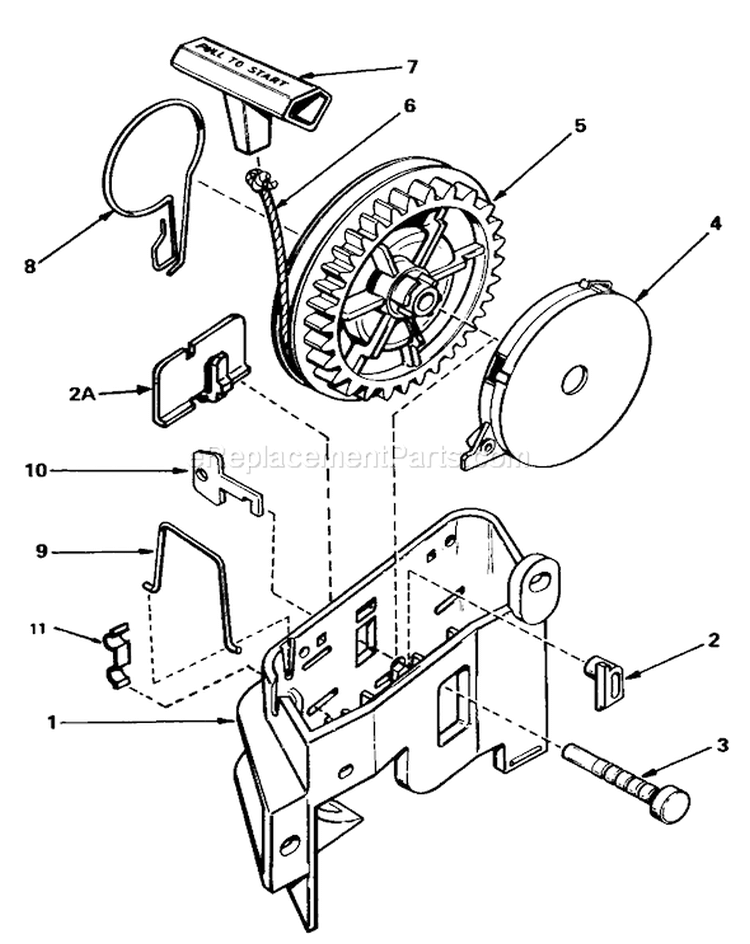 Rewind Starter Diagram and Parts List for 20610 4000001-4999999 - 1984 Toro Lawn Mower