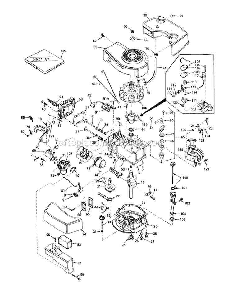 Engine Diagram and Parts List for 20610 9000001-9999999 - 1979 Toro Lawn Mower