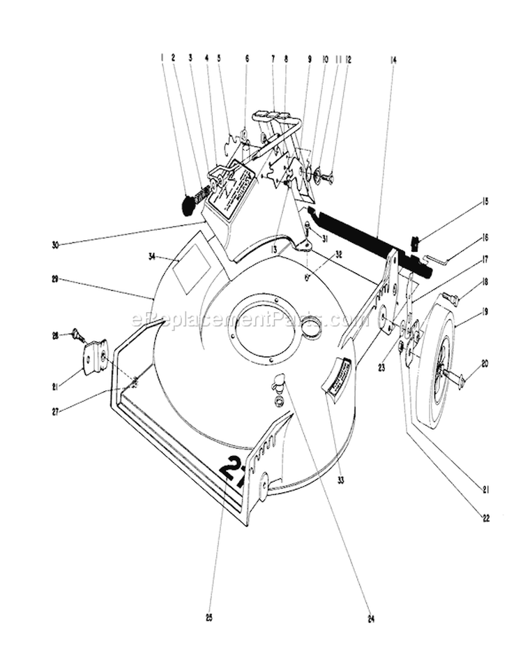 Housing Assembly Diagram and Parts List for 20610 9000001-9999999 - 1979 Toro Lawn Mower