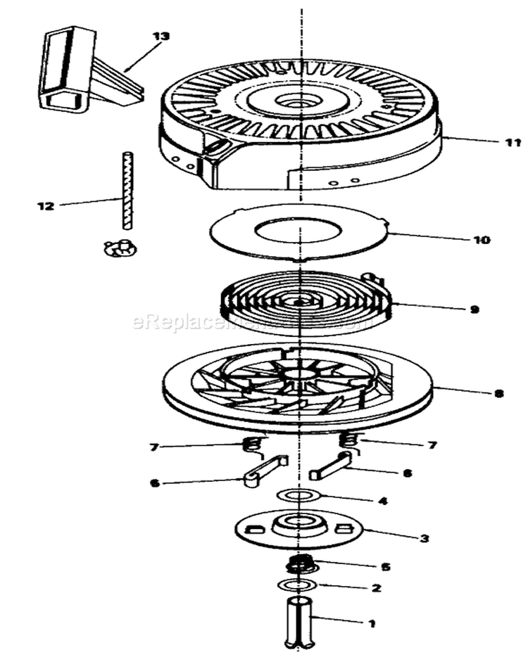 Rewind Starter Diagram and Parts List for 20611 9000001-9999999 - 1989 Toro Lawn Mower