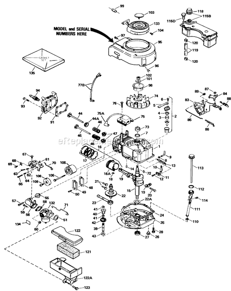 Engine Diagram and Parts List for 20611 9000001-9999999 - 1989 Toro Lawn Mower