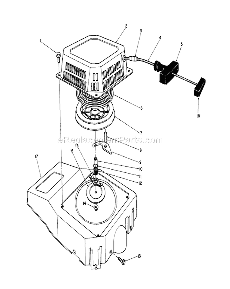 Recoil Assembly Diagram and Parts List for 20620C 8000001-8999999 - 1988 Toro Lawn Mower