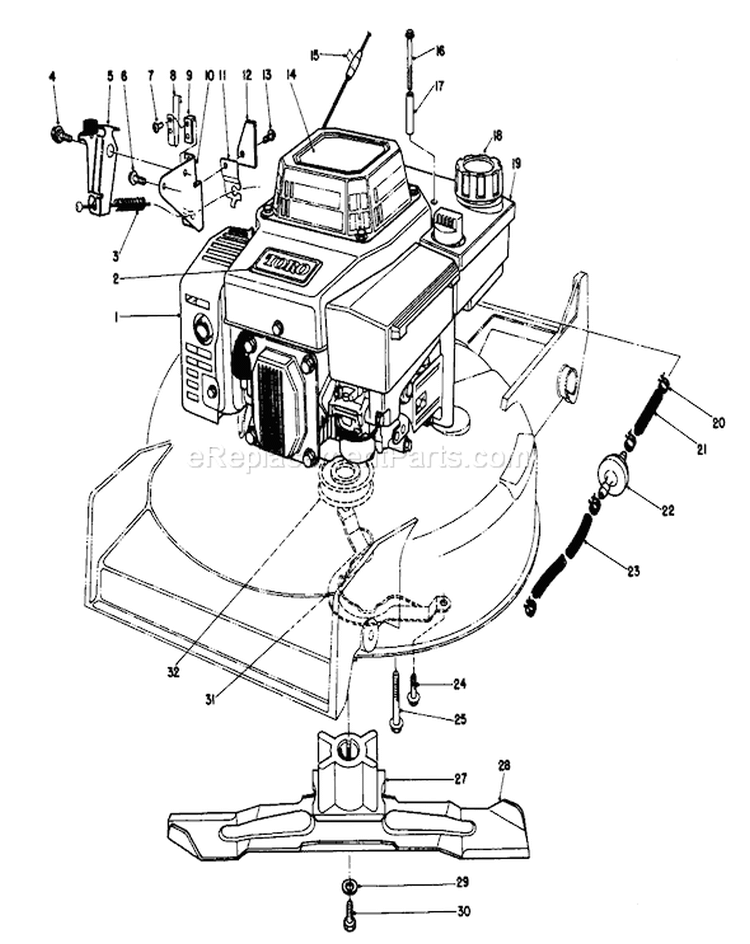 Engine Assembly Diagram and Parts List for 20620C 8000001-8999999 - 1988 Toro Lawn Mower