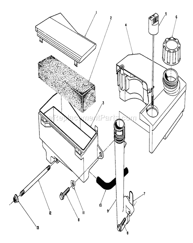 Air Cleaner and Fuel Tank Diagram and Parts List for 20622C 8000001-8999999 - 1988 Toro Lawn Mower