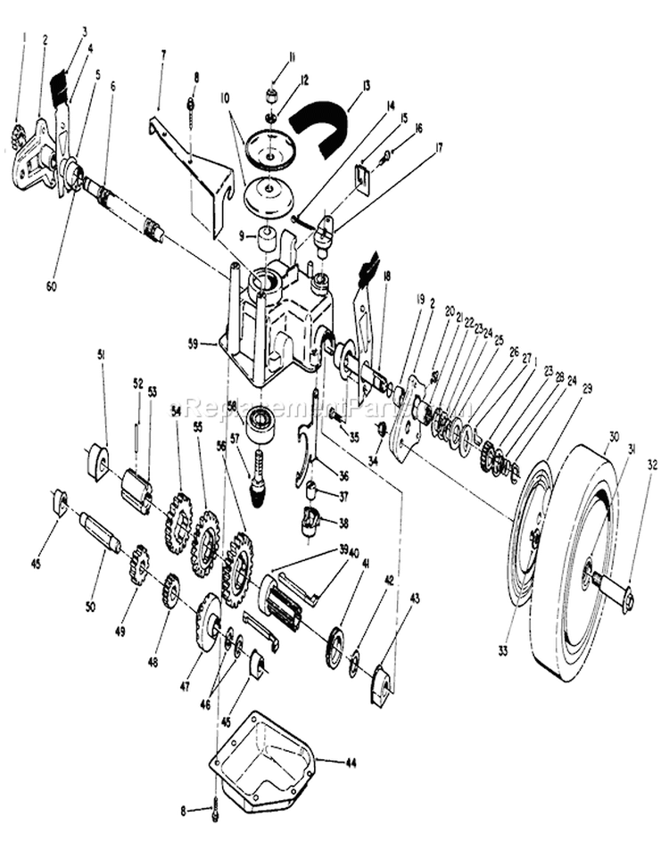 Gear Case Assembly Diagram and Parts List for 20622C 8000001-8999999 - 1988 Toro Lawn Mower