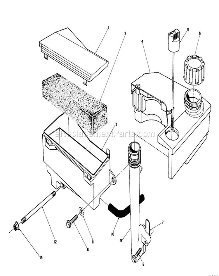 Air Cleaner and Fuel Tank Diagram and Parts List for 20622C 9000001-9999999 - 1989 Toro Lawn Mower