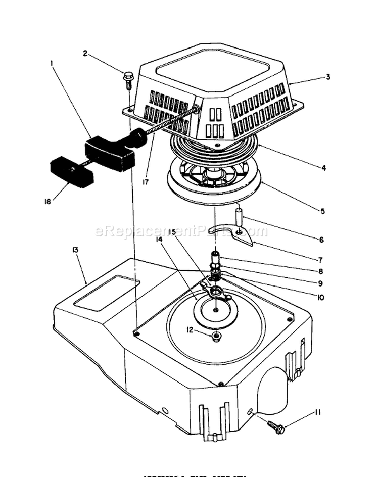 Recoil Assembly Diagram and Parts List for 20622C 9000001-9999999 - 1989 Toro Lawn Mower