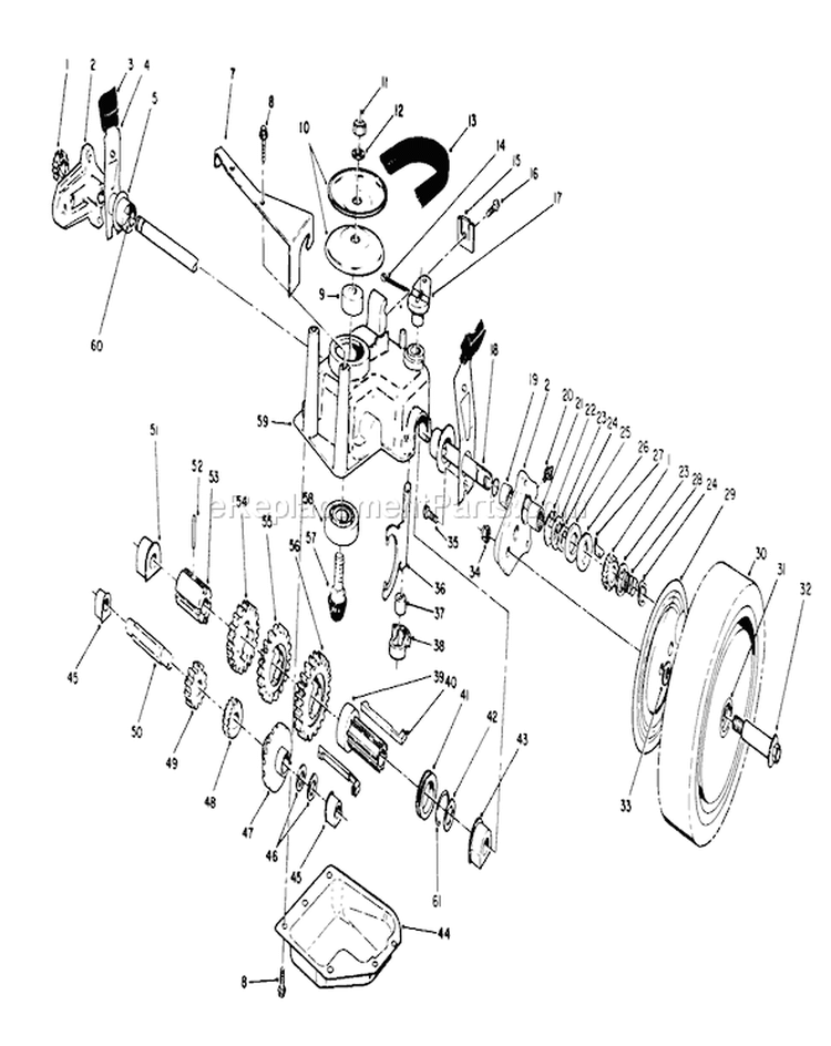 Gear Case Assembly Diagram and Parts List for 20622C 9000001-9999999 - 1989 Toro Lawn Mower