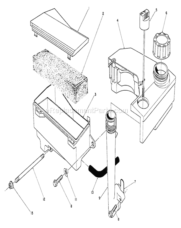 Air Cleaner and Fuel Tank Diagram and Parts List for 20622 0003102-0999999 - 1990 Toro Lawn Mower