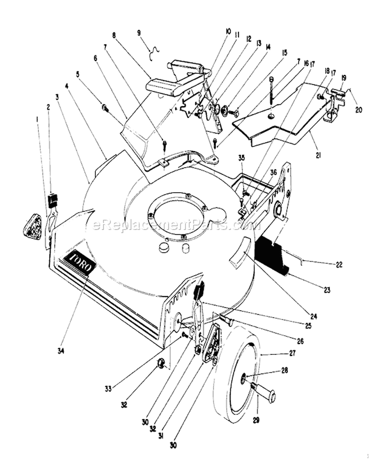 Housing Assembly Diagram and Parts List for 20622 0003102-0999999 - 1990 Toro Lawn Mower