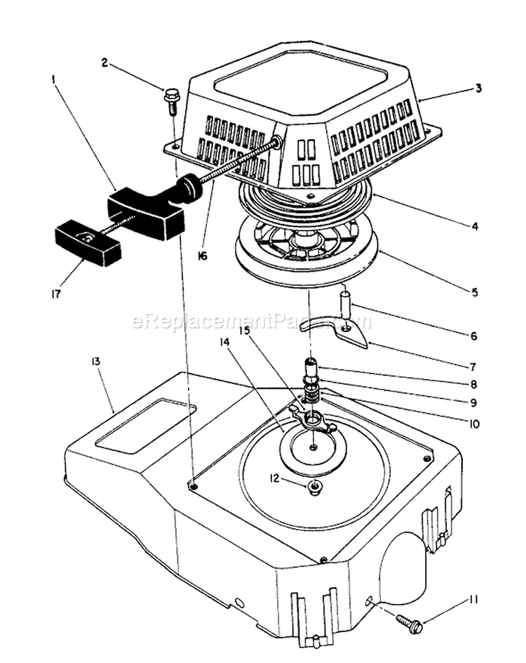 Recoil Assembly Diagram and Parts List for 20622 0003102-0999999 - 1990 Toro Lawn Mower