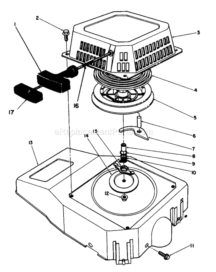 Recoil Assembly Diagram and Parts List for 20622 8000001-8999999 - 1988 Toro Lawn Mower