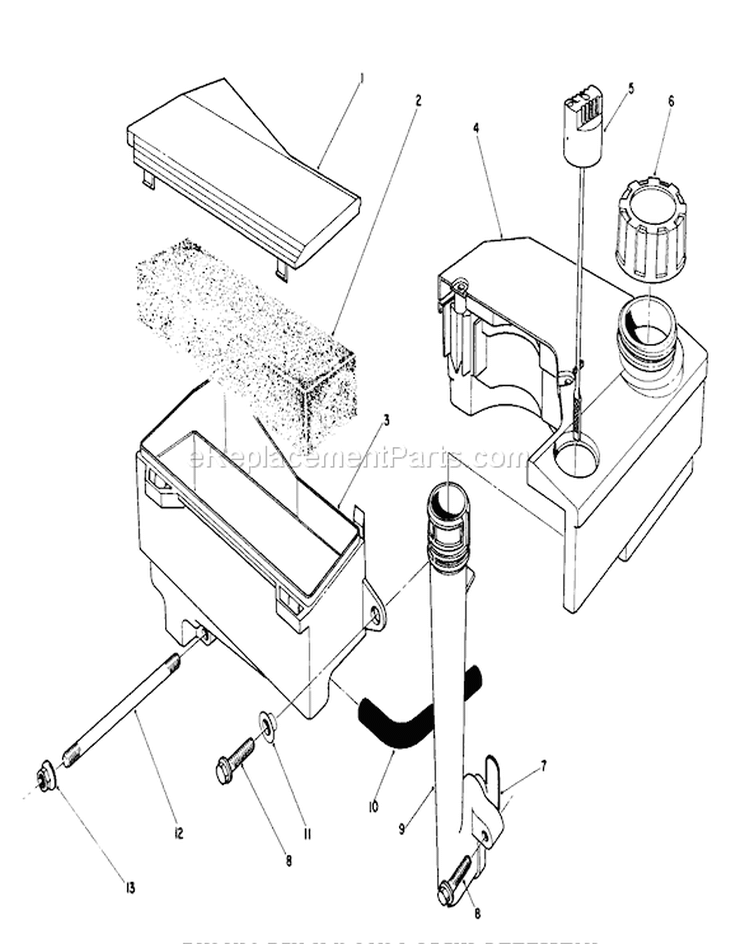 Air Cleaner and Fuel Tank Diagram and Parts List for 20624C 8000001-8999999 - 1988 Toro Lawn Mower