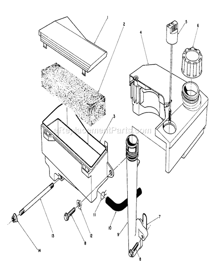 Air Cleaner and Fuel Tank Diagram and Parts List for 20624 6000001-6999999 - 1986 Toro Lawn Mower