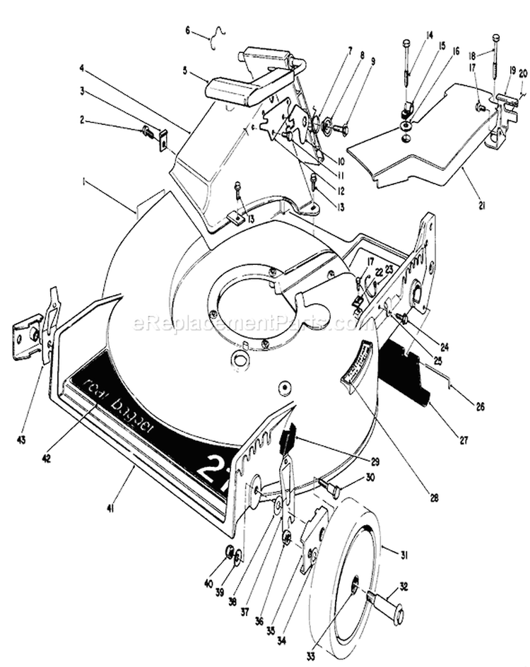 Housing Assembly Diagram and Parts List for 20624 7000001-7999999 - 1987 Toro Lawn Mower