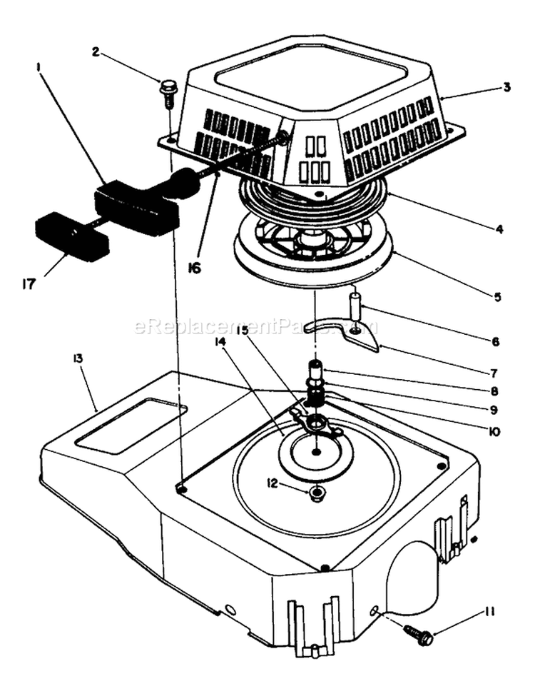 Recoil Assembly Diagram and Parts List for 20624 8000001-8999999 - 1988 Toro Lawn Mower