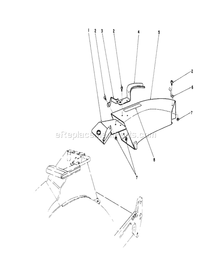 Side Discharge Chute Diagram and Parts List for 20626C 6000001-6999999 - 1986 Toro Lawn Mower