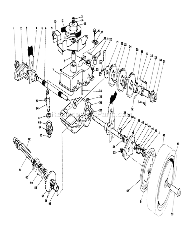 Gear Case Assembly Diagram and Parts List for 20626C 6000001-6999999 - 1986 Toro Lawn Mower