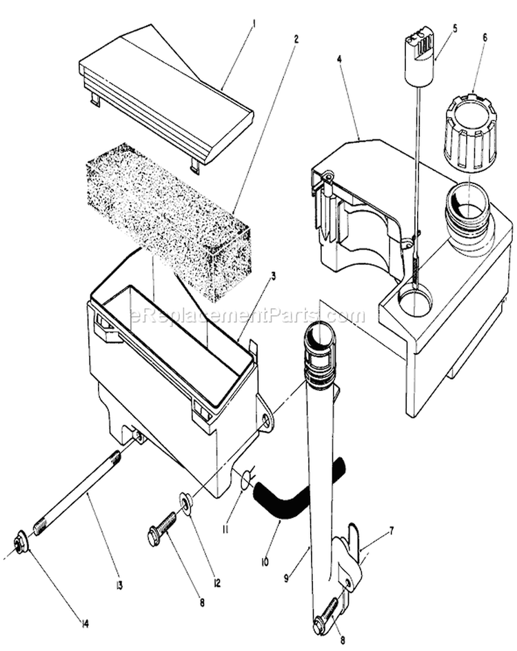 Air Cleaner and Fuel Tank Diagram and Parts List for 20626C 7000001-7999999 - 1987 Toro Lawn Mower