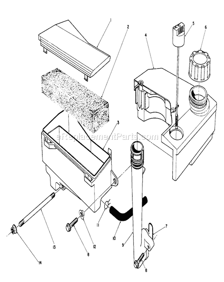 Air Cleaner and Fuel Tank Diagram and Parts List for 20627C 6000001-6999999 - 1986 Toro Lawn Mower