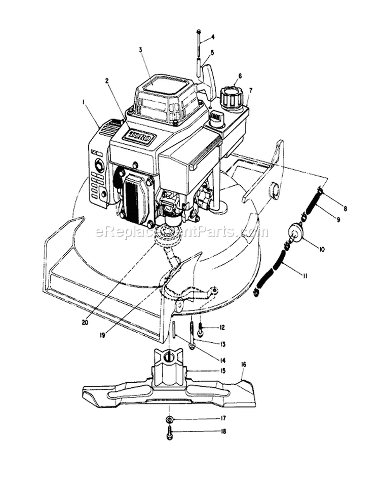 Page E Diagram and Parts List for 20627C 6000001-6999999 - 1986 Toro Lawn Mower