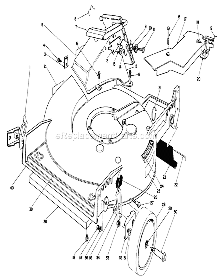 Housing Assembly Diagram and Parts List for 20627C 7000001-7999999 - 1987 Toro Lawn Mower