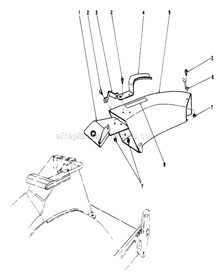 Side Discharge Chute Diagram and Parts List for 20628C 6000001-6999999 - 1986 Toro Lawn Mower