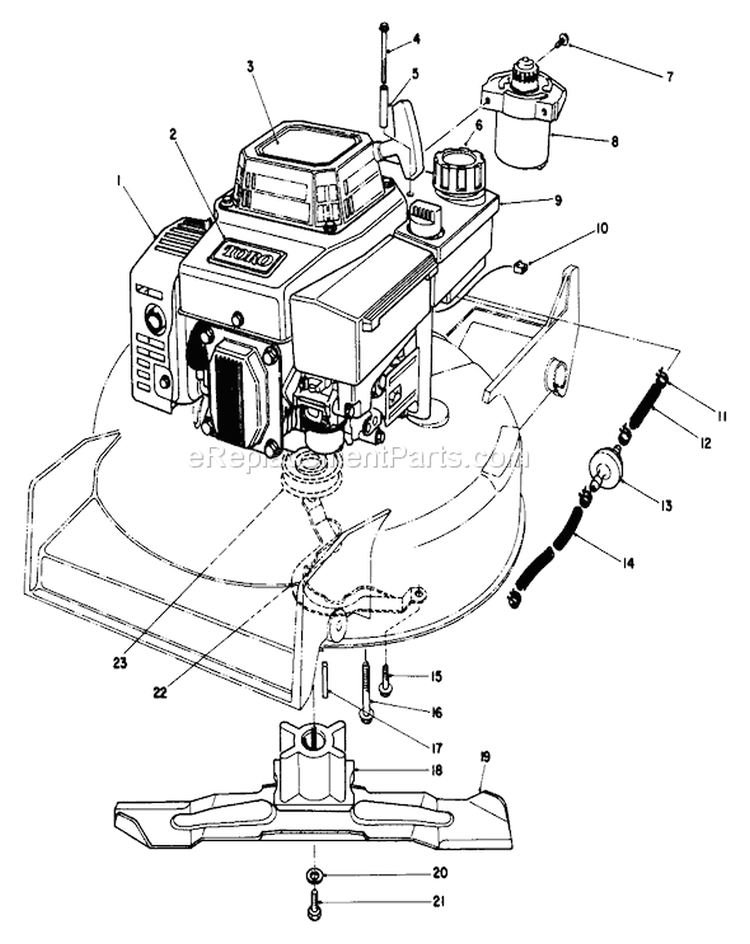Page E Diagram and Parts List for 20628C 6000001-6999999 - 1986 Toro Lawn Mower