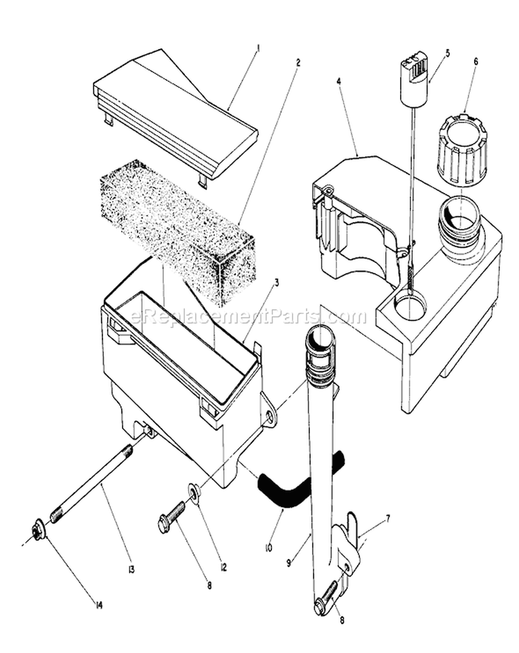 Air Cleaner and Fuel Tank Diagram and Parts List for 20628C 8000001-8999999 - 1988 Toro Lawn Mower