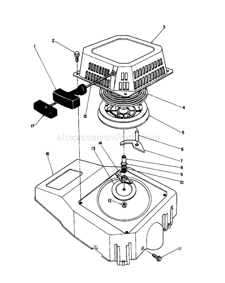 Recoil Assembly Diagram and Parts List for 20628C 8000001-8999999 - 1988 Toro Lawn Mower