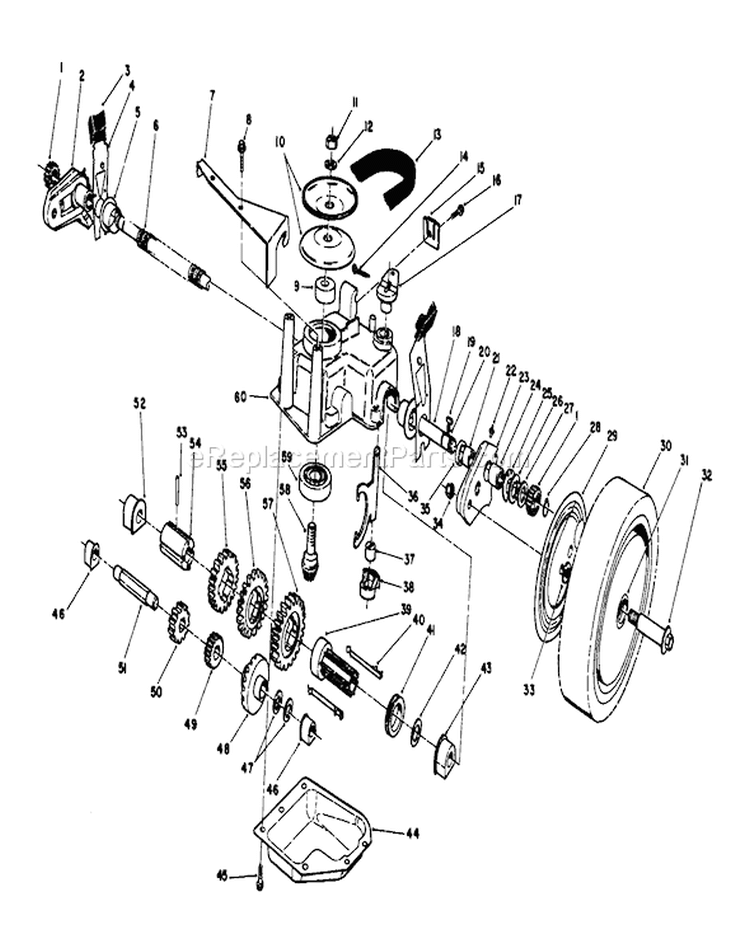 Gear Case Assembly Diagram and Parts List for 20628C 8000001-8999999 - 1988 Toro Lawn Mower