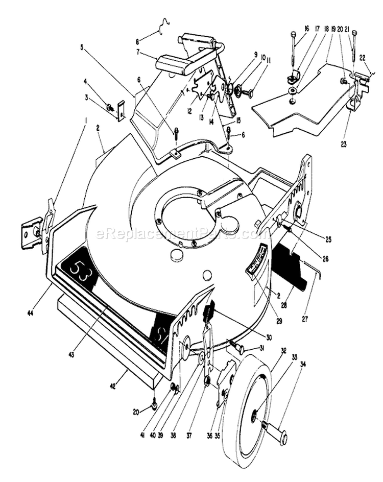 Housing Assembly Diagram and Parts List for 20628C 8000001-8999999 - 1988 Toro Lawn Mower