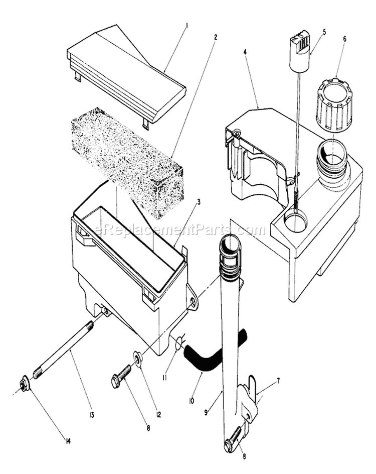 Air Cleaner and Fuel Tank Diagram and Parts List for 20629C 6000001-6999999 - 1986 Toro Lawn Mower