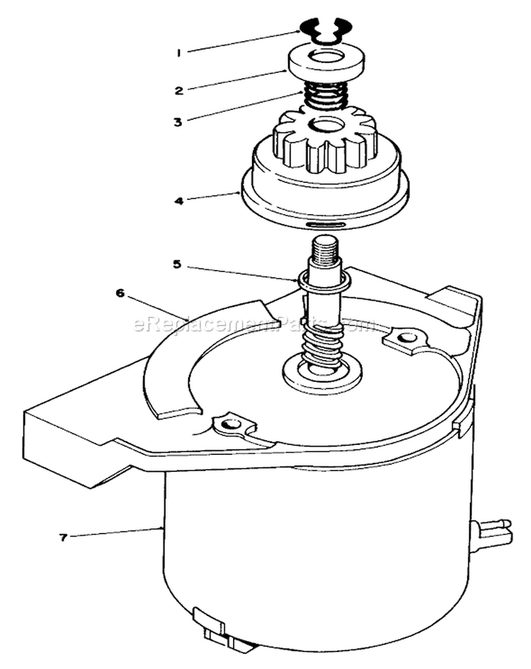 Starter Motor Diagram and Parts List for 20629C 6000001-6999999 - 1986 Toro Lawn Mower