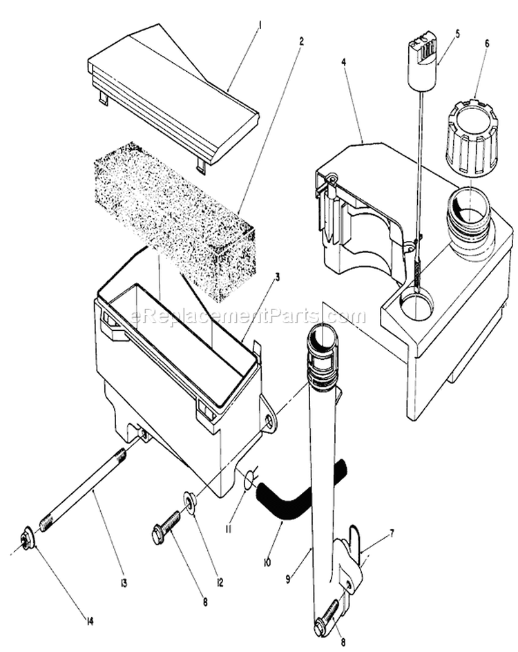 Air Cleaner and Fuel Tank Diagram and Parts List for 20629C 7000001-7999999 - 1987 Toro Lawn Mower