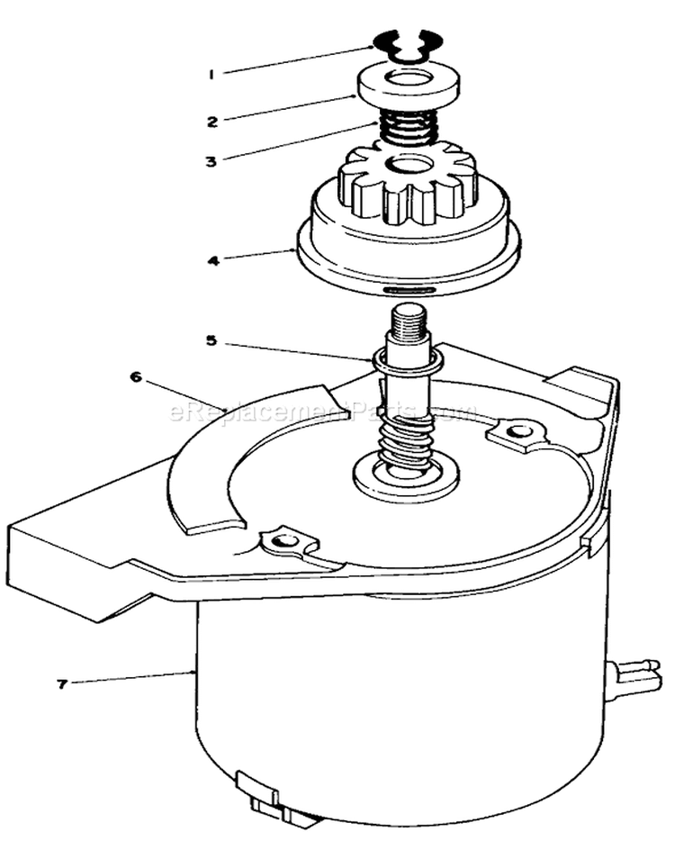 Starter Motor Diagram and Parts List for 20629C 7000001-7999999 - 1987 Toro Lawn Mower