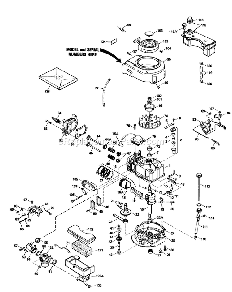 Engine Diagram and Parts List for 20631 8000001-8999999 - 1988 Toro Lawn Mower