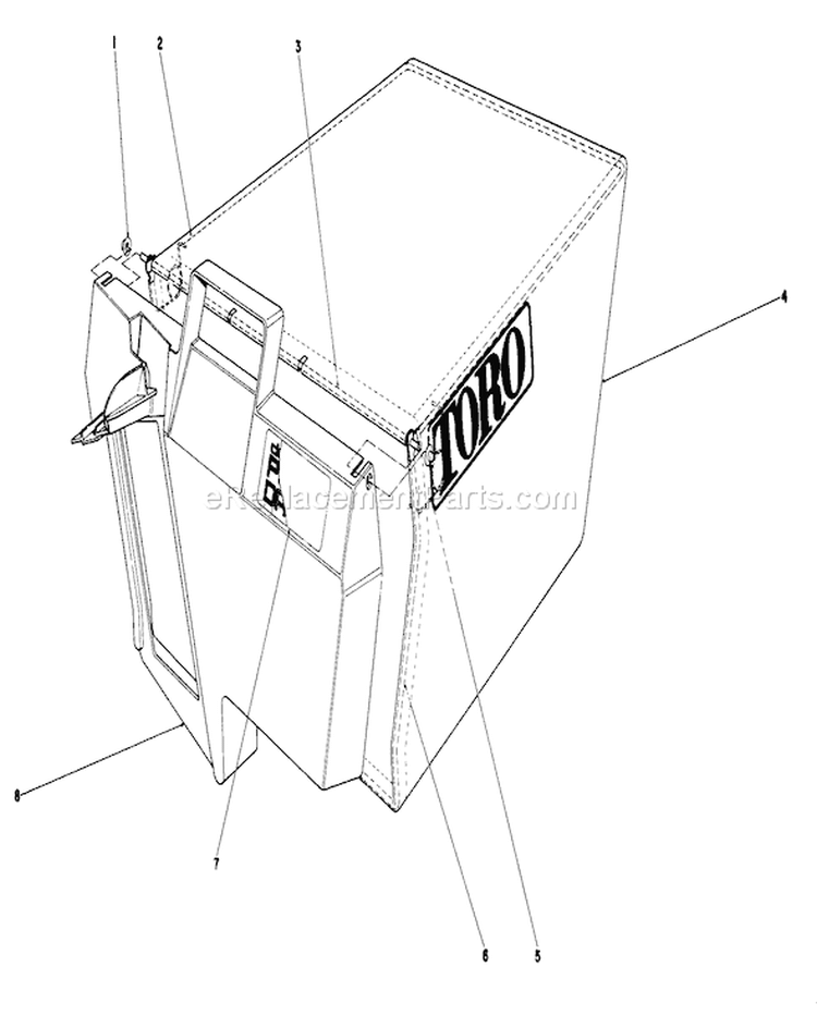 Grass Bag Assembly Diagram and Parts List for 20631 8000001-8999999 - 1988 Toro Lawn Mower