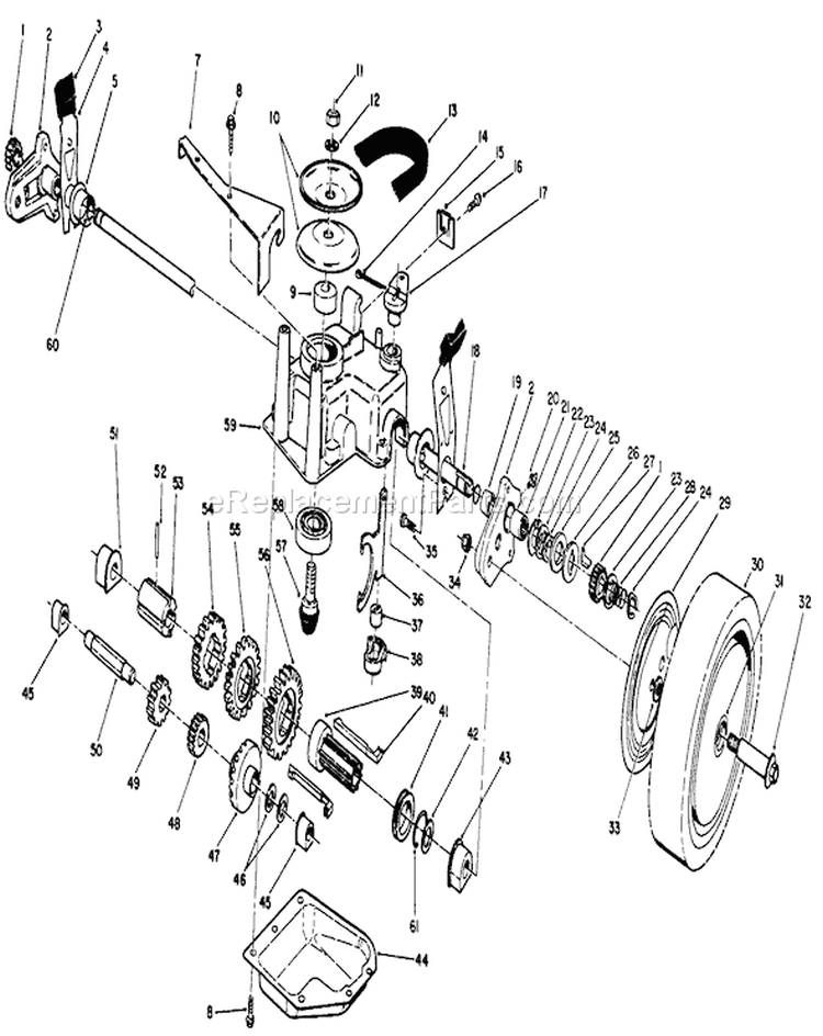 Gear Case Assembly Diagram and Parts List for 20631 9000001-9999999 - 1989 Toro Lawn Mower