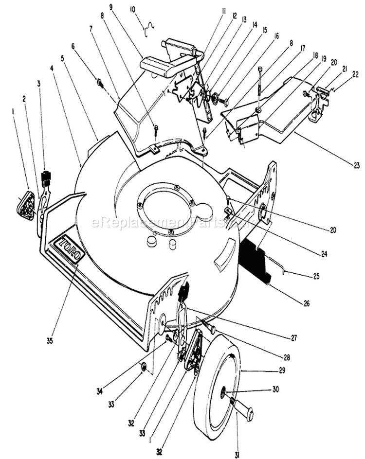Housing Assembly Diagram and Parts List for 20631 9000001-9999999 - 1989 Toro Lawn Mower