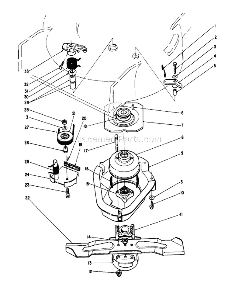 Blade and Brake Clutch Assembly Diagram and Parts List for 20632 9000001-9999999 - 1989 Toro Lawn Mower