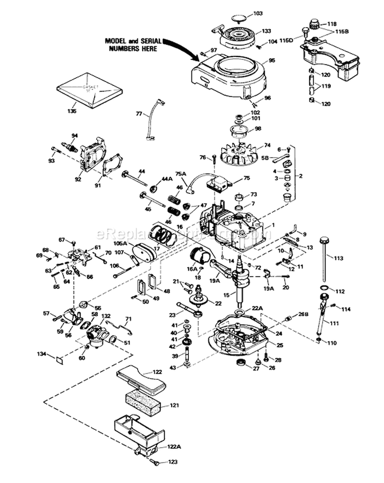 Engine Diagram and Parts List for 20632 9000001-9999999 - 1989 Toro Lawn Mower