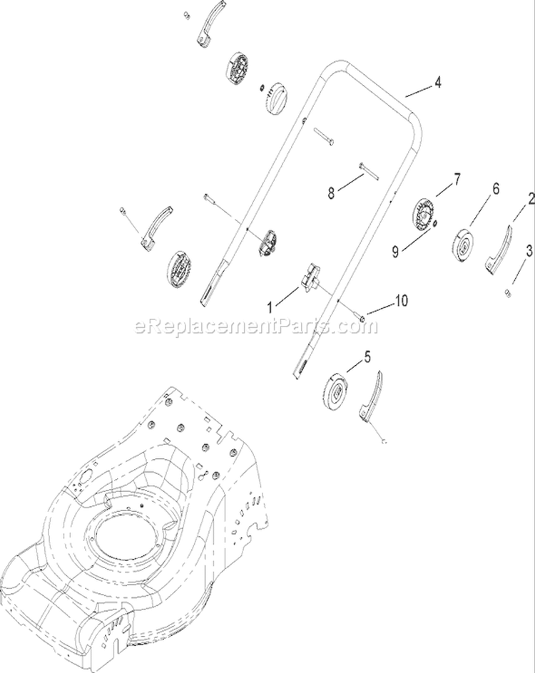 Lower Handle Assembly Diagram and Parts List for 20637 270K00001-270K99999 - 2007 Toro Lawn Mower